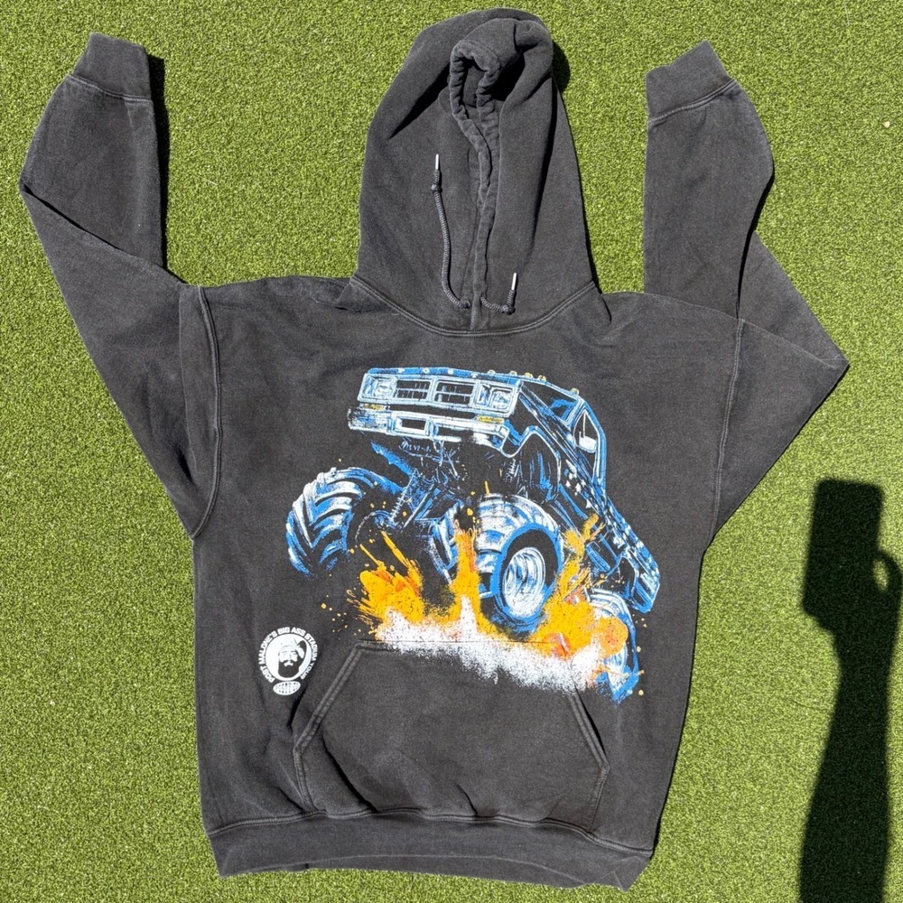 Post Malone Big Ass Stadium Tour Monster Truck Hoodie Faded Black Graphic Sweat